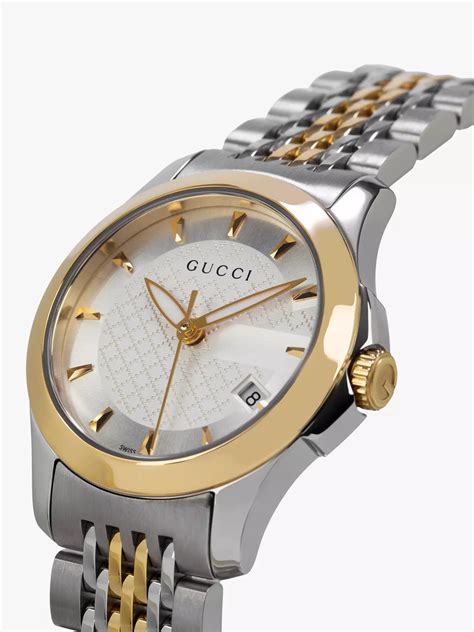 silver and gold gucci watch womens